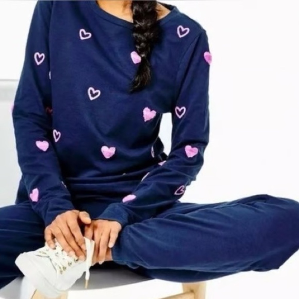 NWT Lilly Pulitzer Rami Sweatshirt High Tide Navy Wild Heart Chenille XS
